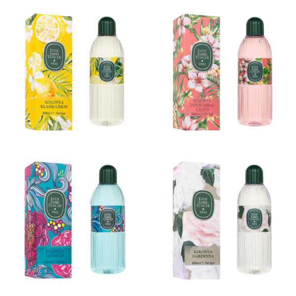 Eyüp Sabri Tuncer Eau de Cologne 400 ml Bouteille Plastique fleur de cerisier japonais gardenia citron ocean okyanus kiraz cicegi limon kolonya