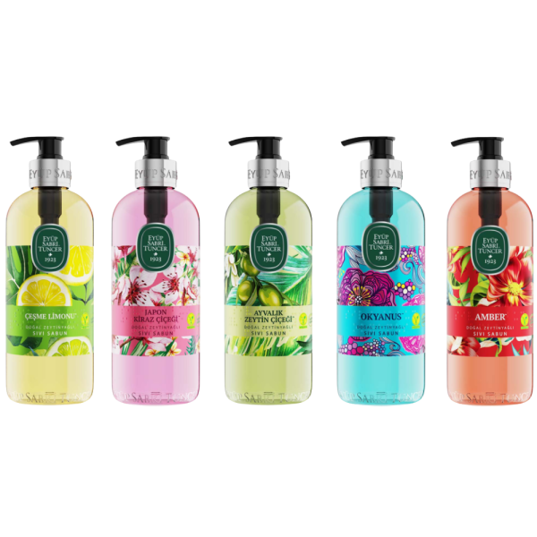 Eyüp Sabri Tuncer Savon Liquide 500 ml fleur de cerisier japonais ambre ocean citron de cesme fleur d'olivier