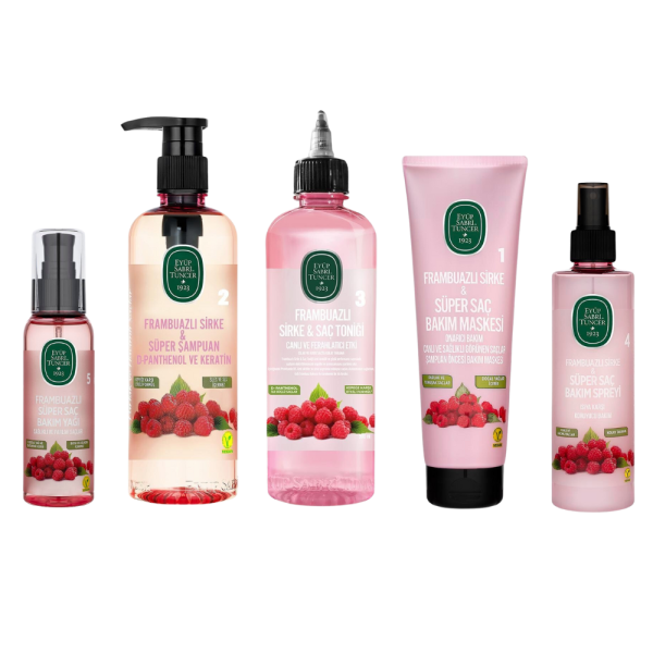 Eyüp Sabri Tuncer Soins Capillaire cheveux à la Framboise et au Vinaigre Kit Complet