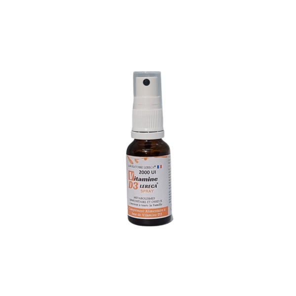 Lereca Vitamine D3 2000 UI Spray – Soutien Immunitaire, Os, Muscles & Équilibre Général 20 ml